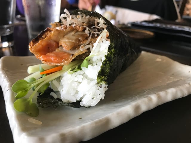 Salmon Skin Hand Roll.