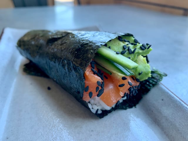 Salmon Hand Roll.